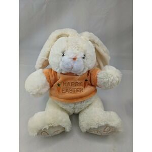 Happy Easter Rabbit Plush Cream 11 Inch Orange Shirt Bunny Stuffed Animal Toy